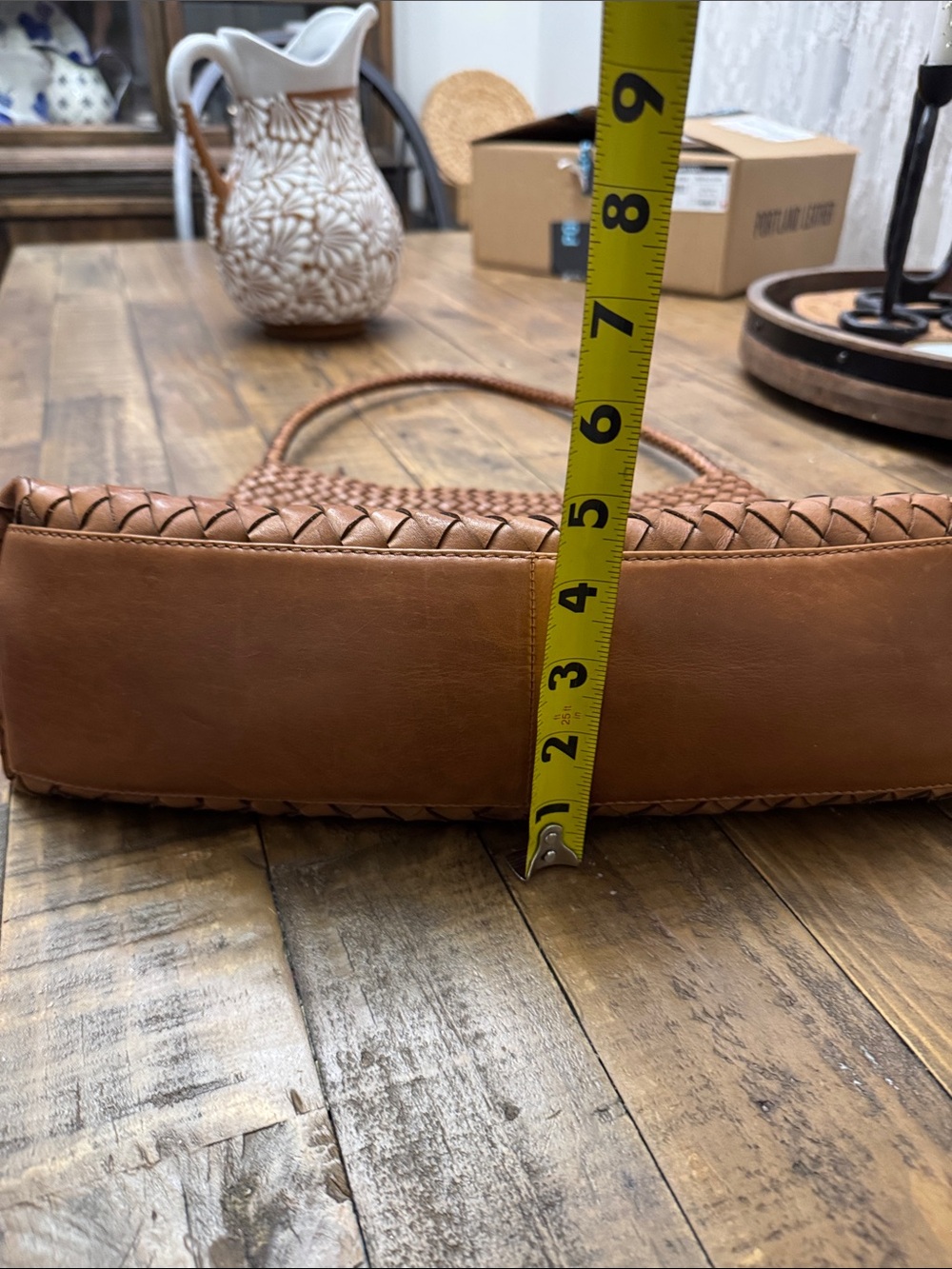 Woven Leather Shoulder Bag in Brown - Picture 8 of 9